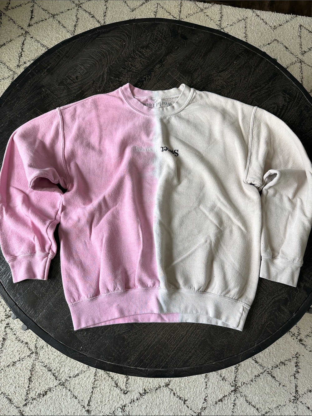 Ariana Grande Pink and White Split-Dye Sweatshirt
